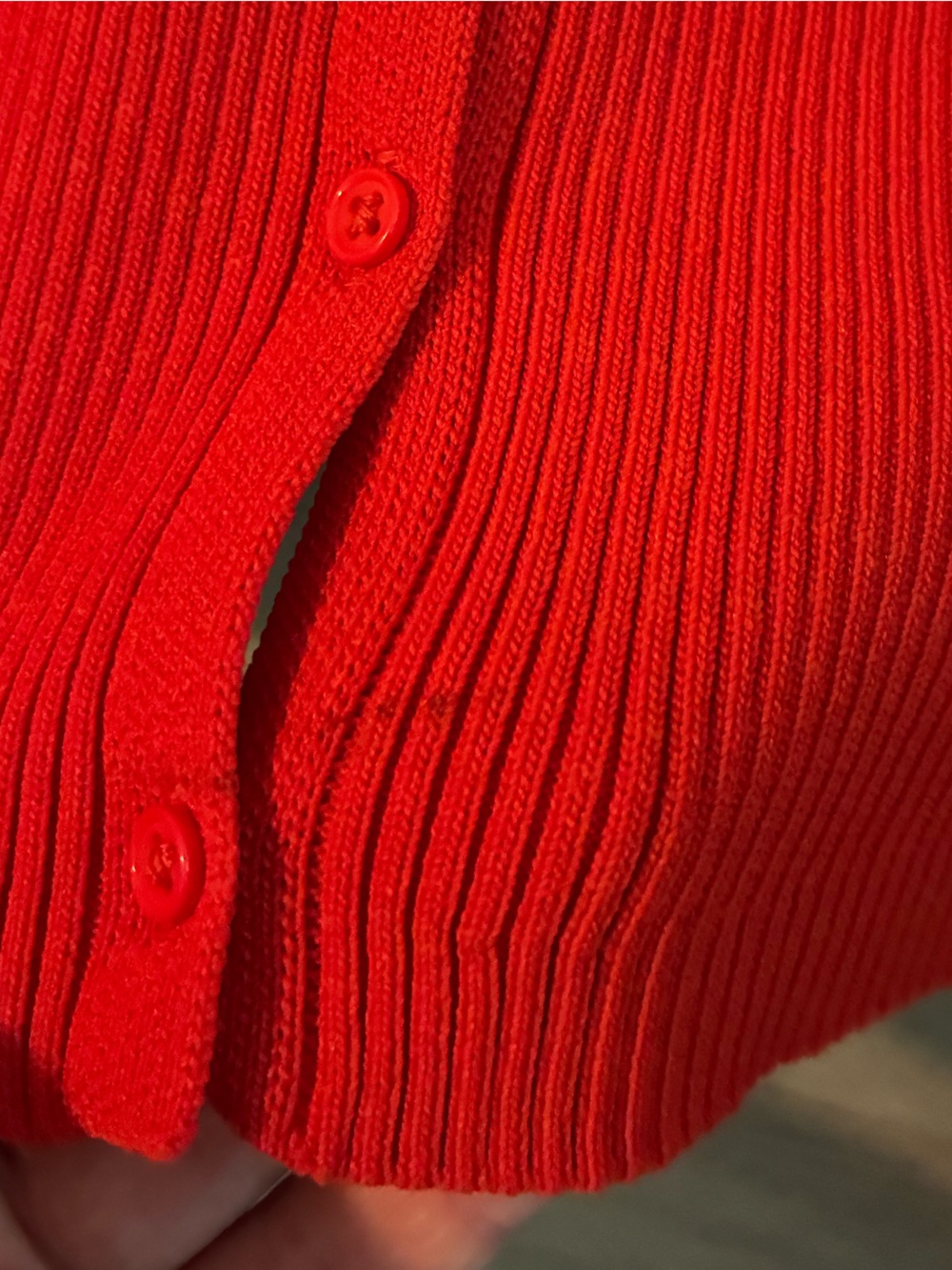 Vibrant Orange/Red Ribbed Button-Front V-Neck Tank - Picture 3 of 3